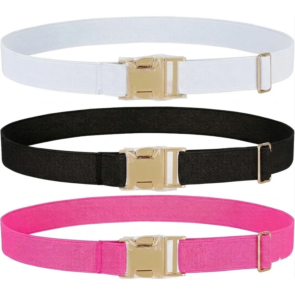 JASGOOD 3 Pack Kids Toddler Adjustable Elastic Belt Easy to Use Gold Buckle